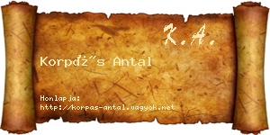 Korpás Antal névjegykártya